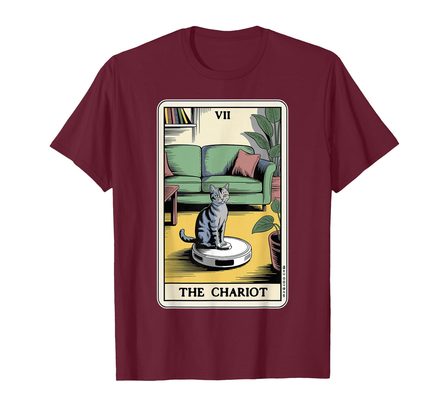 The Chariot Robot Vacuum Cleaner Cat Funny Tarot Card Cat T-Shirt