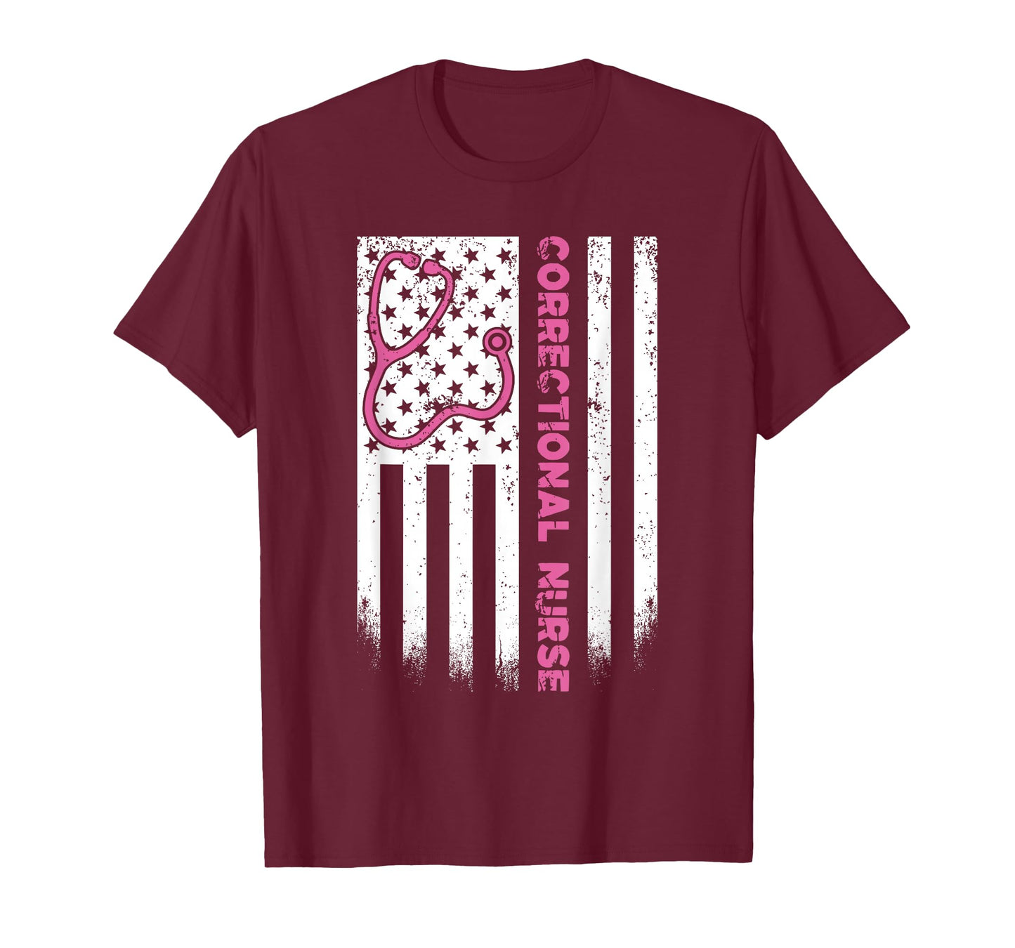 Correctional Nurse American flag US Stethoscope RN Patriotic T-Shirt