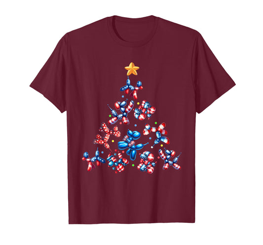 American Flag Dog Christmas Tree Animals Balloon Lover Men T-Shirt
