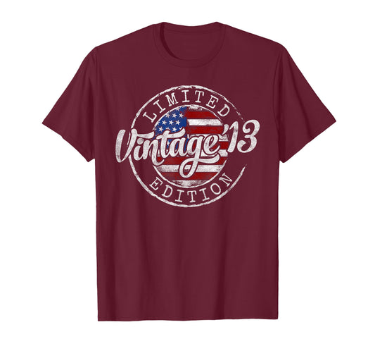 Vintage 2013 12th Birthday Gifts for Boy Girl 12 Year Old T-Shirt