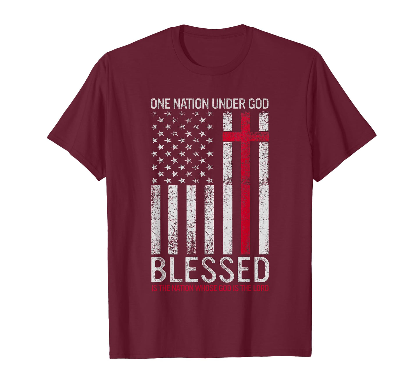 One Nation Under God Jesus Blessed American Flag 4th of July T-Shirt