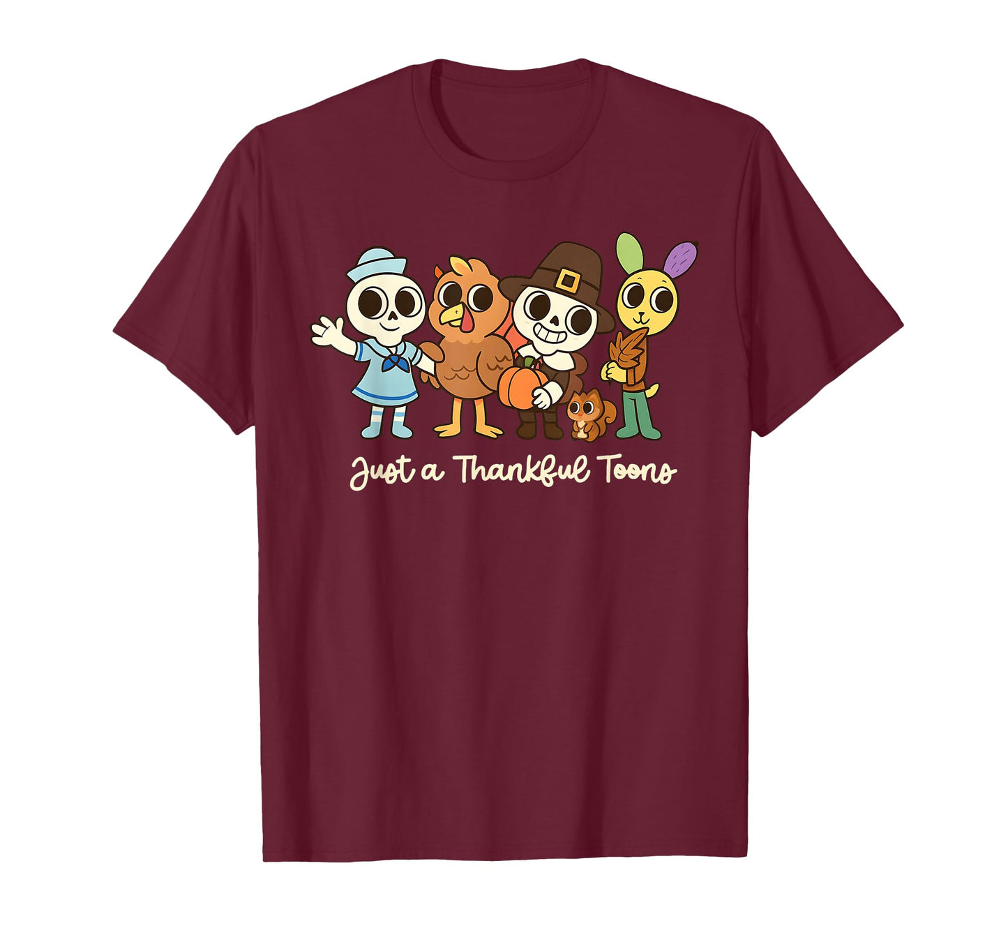 Cute Thanksgiving World Just a Thankful Toons Boys Kids Tee T-Shirt