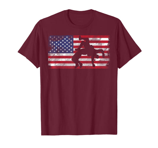 Distressed American Flag Wrestling Wrestler Women Men Kids T-Shirt