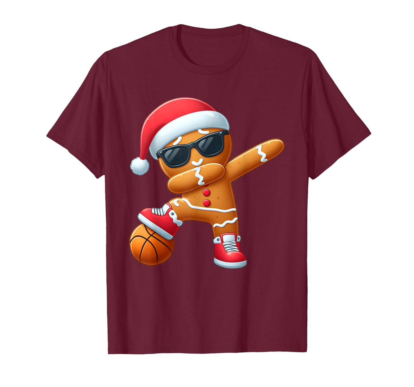 Christmas Dabbing Gingerbread Santa Hat Basketball Pajama T-Shirt