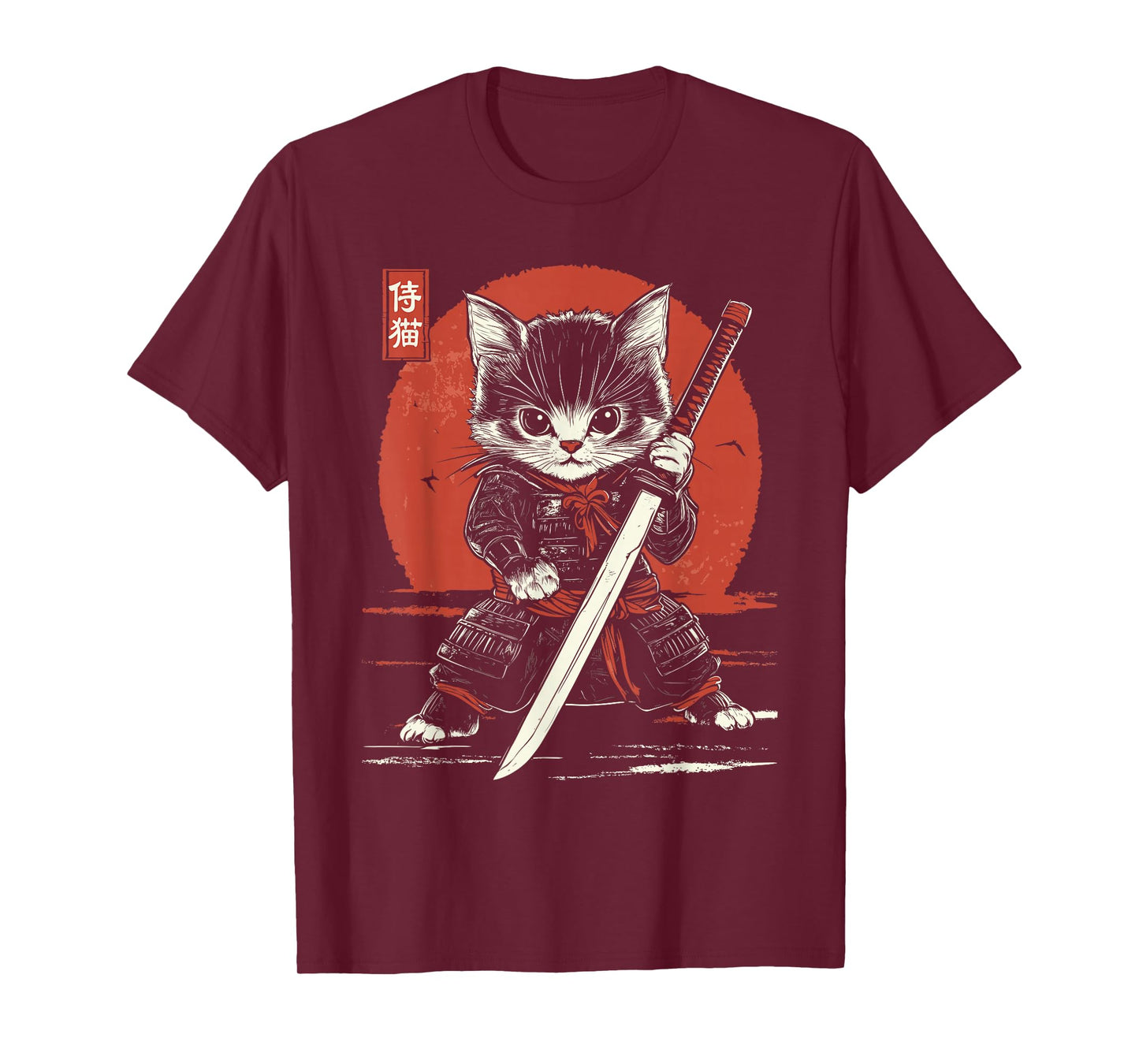 Japanese Samurai Cat Kawaii Ninja Cat T-Shirt