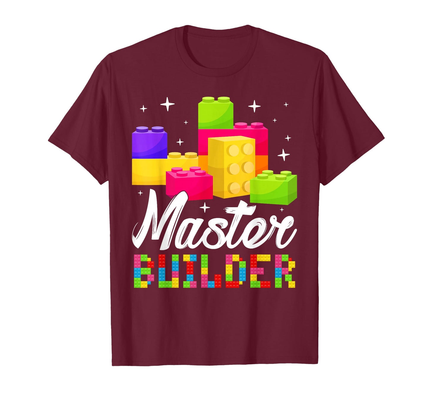 Funny Master Builder Building Block Bricks Lovers Kids Boys T-Shirt