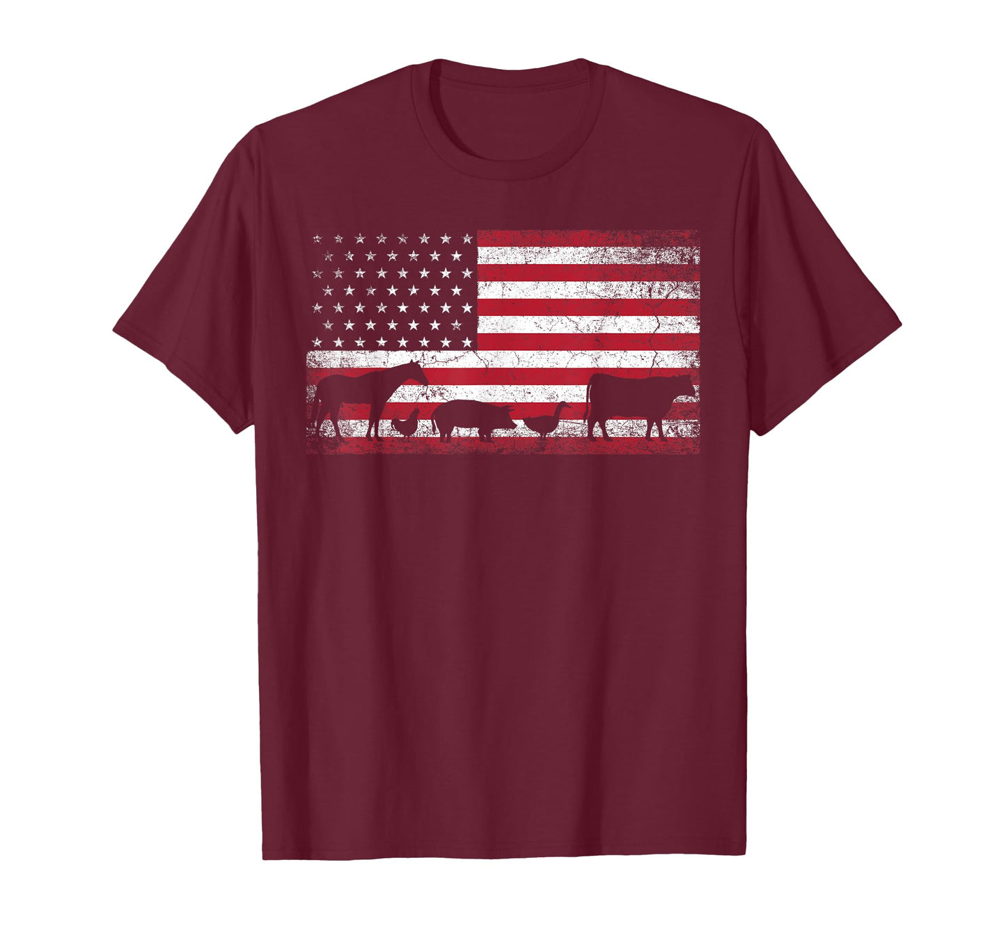 American Flag 4th of July Chicken Horse Cow Pig Farm Gift T-Shirt