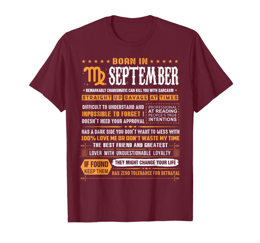 September Birthday Gifts - Born In September Virgo T-Shirt T-Shirt