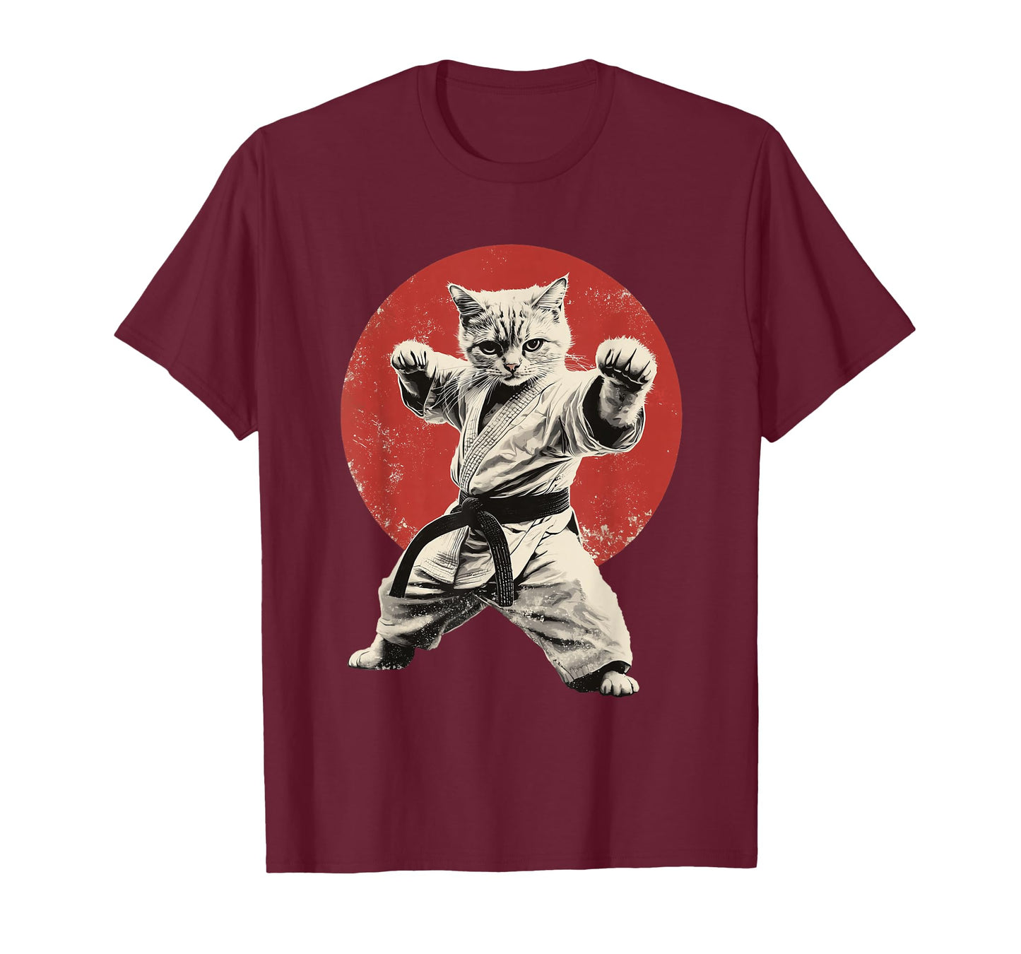 Cat Karate Judo Japan Japanese Flag Funny Graphic T-Shirt