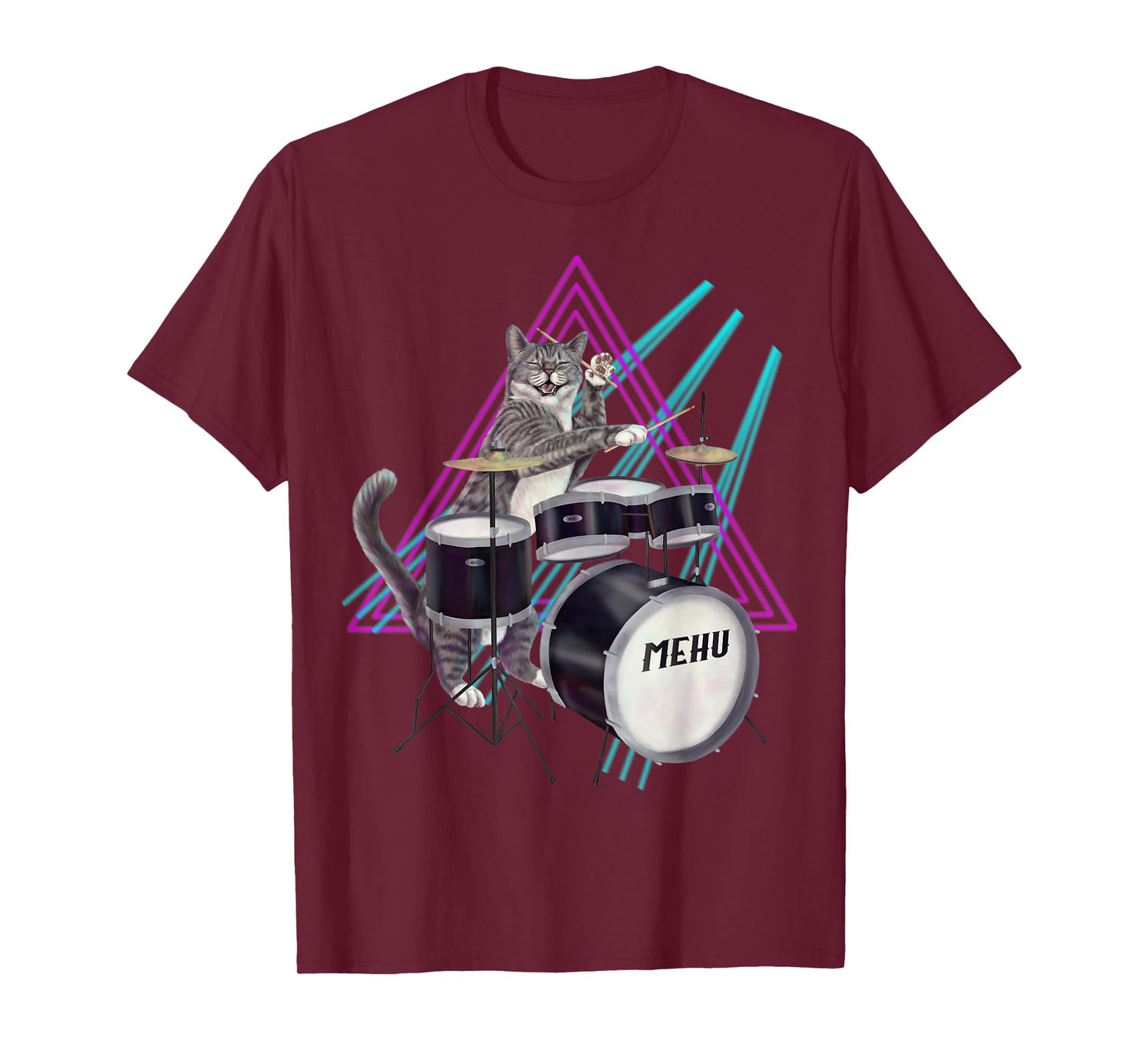 Drummer cat - Rock kitty on a drum set T-Shirt