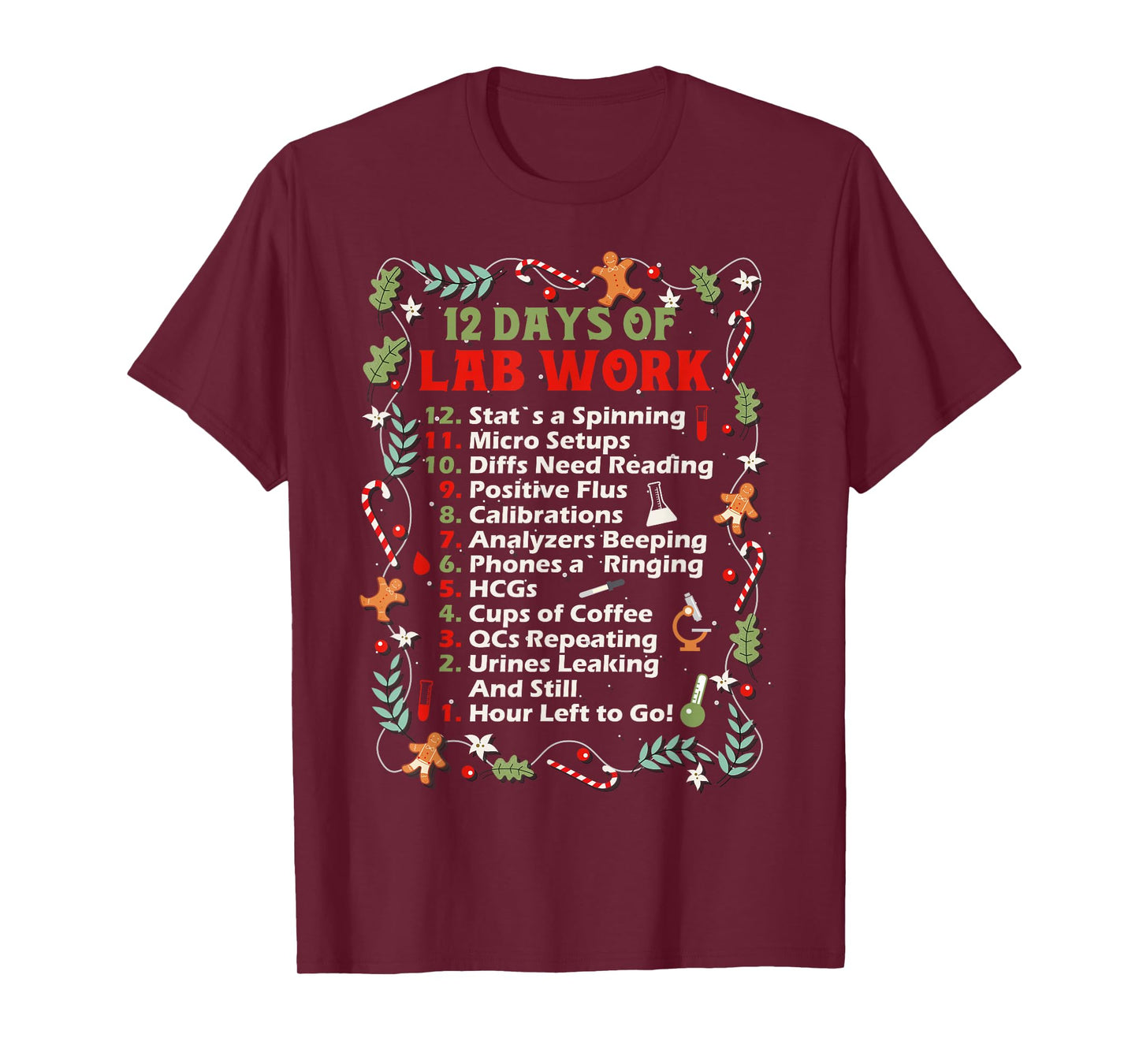 12 days of lab technician Christmas funny medical laboratory T-Shirt