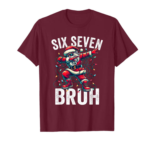 Bruh 67 Six Seven Santa Dabbing Christmas Meme Boys Kids T-Shirt