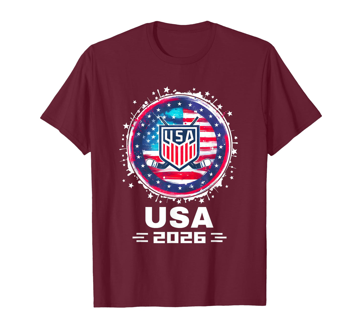 USA Team 2026 Hockey American Flag Women Men Kids Hockey T-Shirt