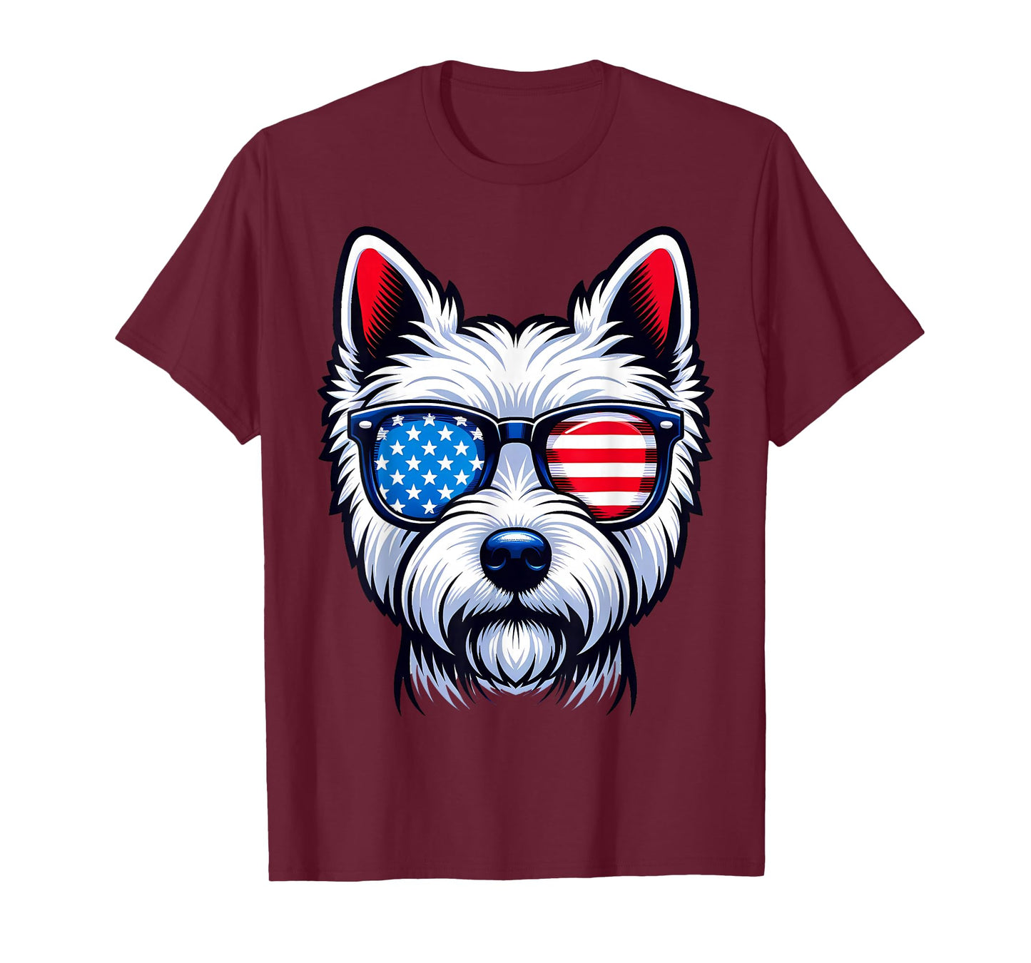 West Highland Terrier Patriotic American Flag USA Westie T-Shirt