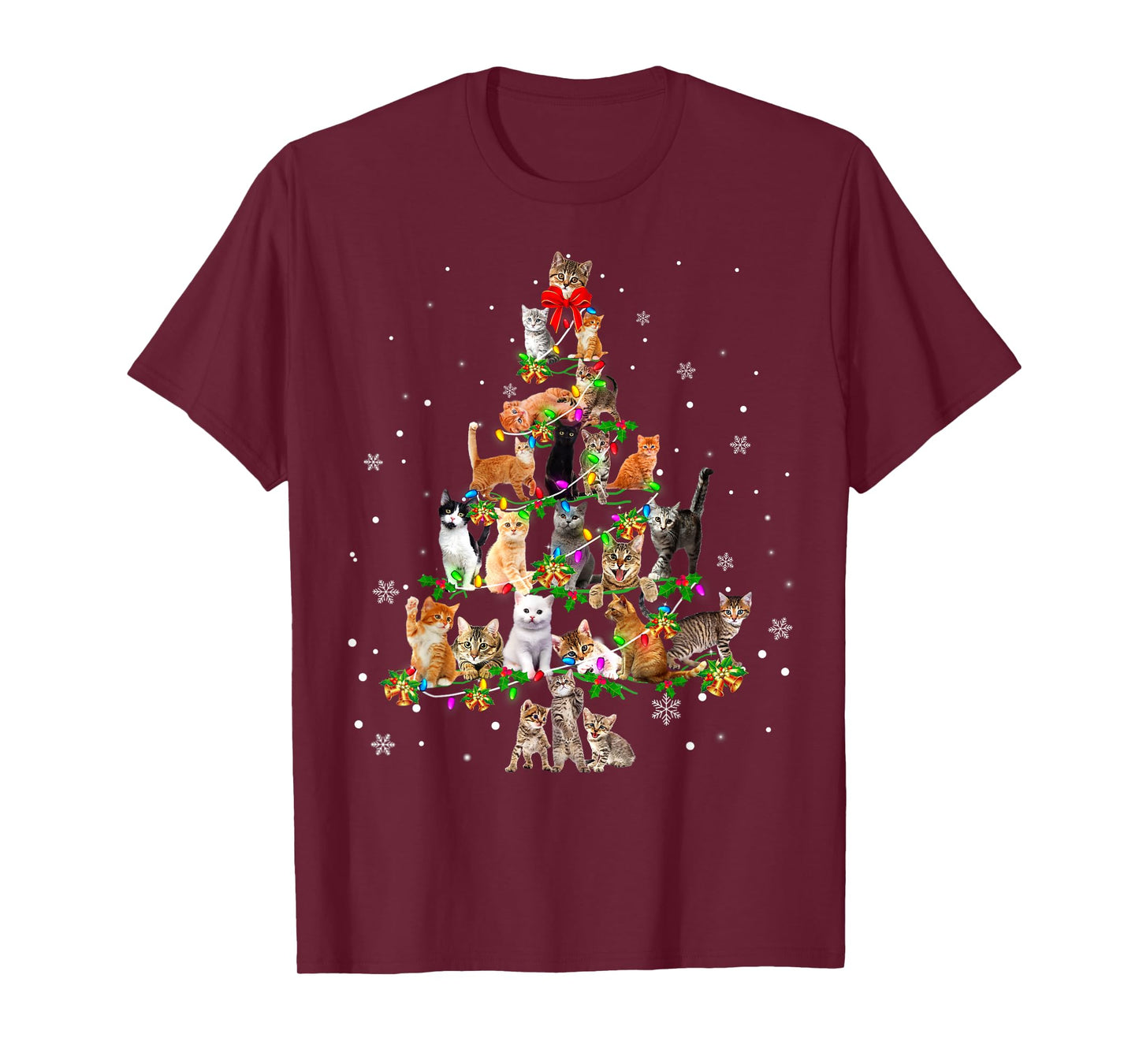 Cat Christmas Tree Ornament Decor Xmas For Cat Mom Cat Dad T-Shirt