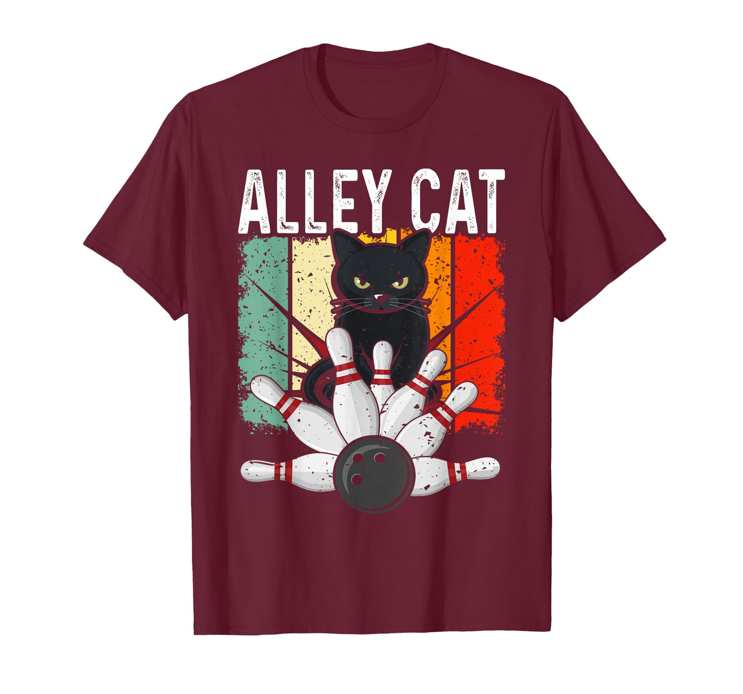 Retro Bowling Vintage Bowler Alley Cat Vintage T-Shirt