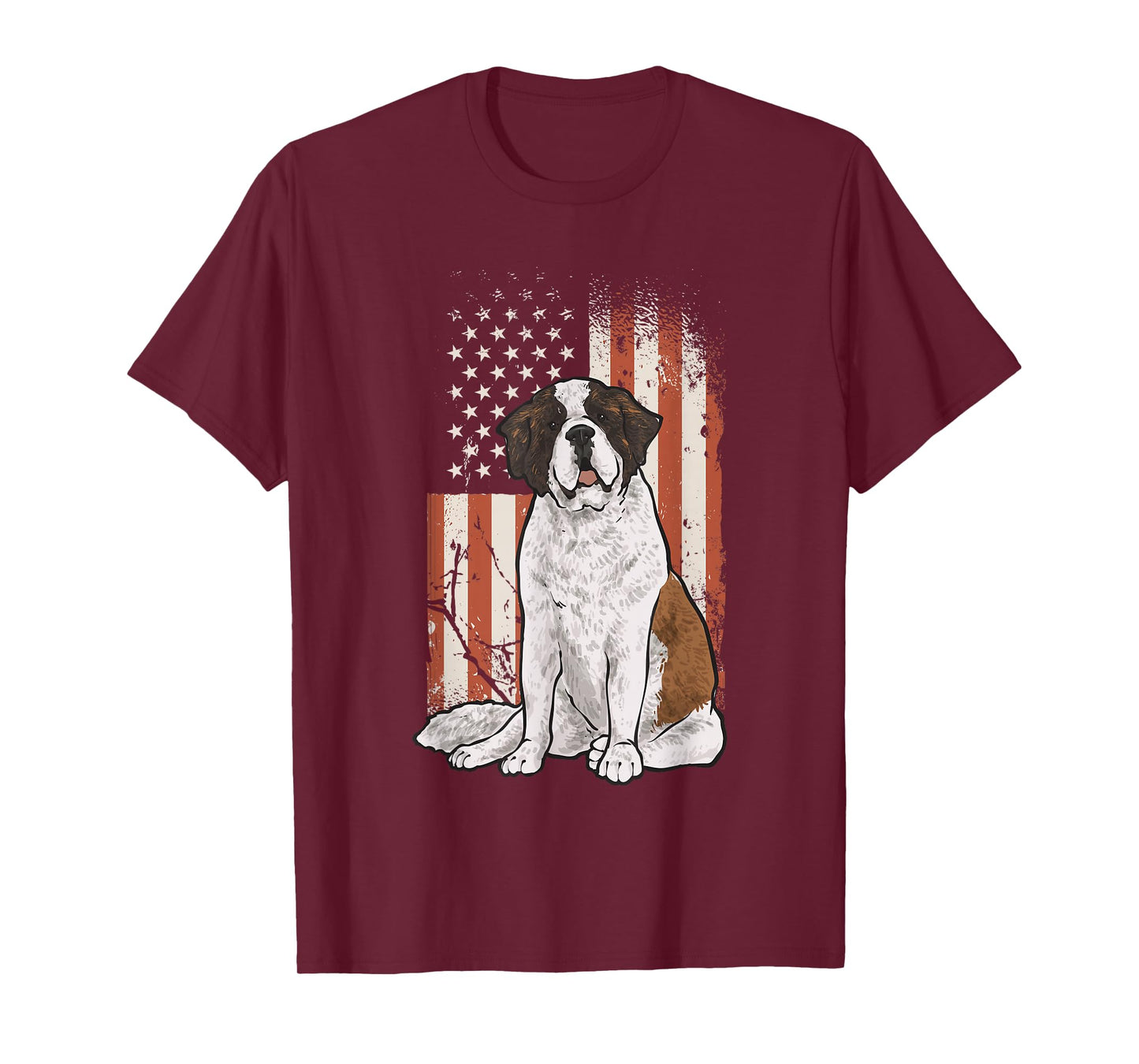 Saint Bernard Dog American Flag St. Bernard T-Shirt