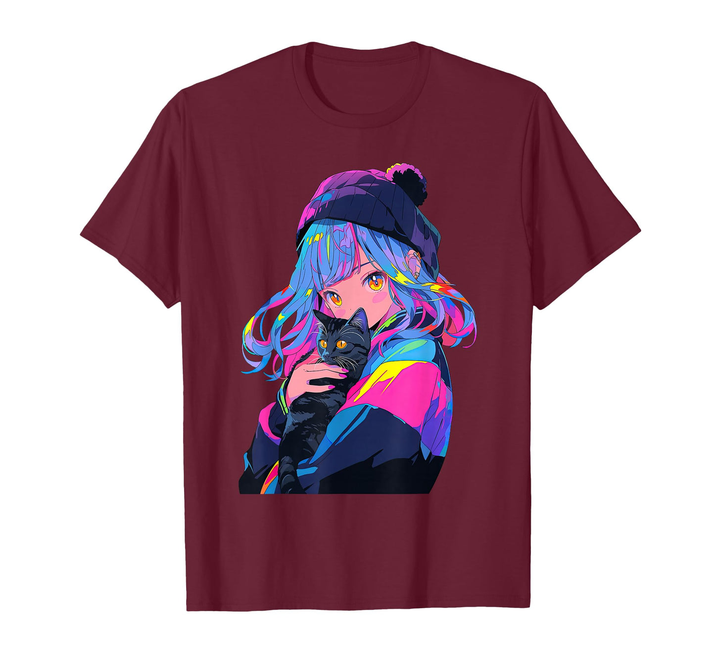 Anime and Cats Manga Girl with a Cat Anime Lover T-Shirt