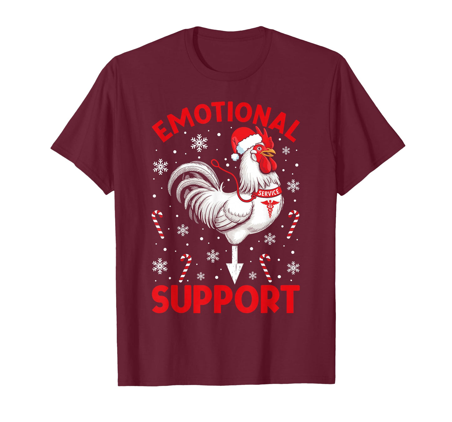 Christmas Funny Emotional Support Cock Dirty Humor Chicken T-Shirt