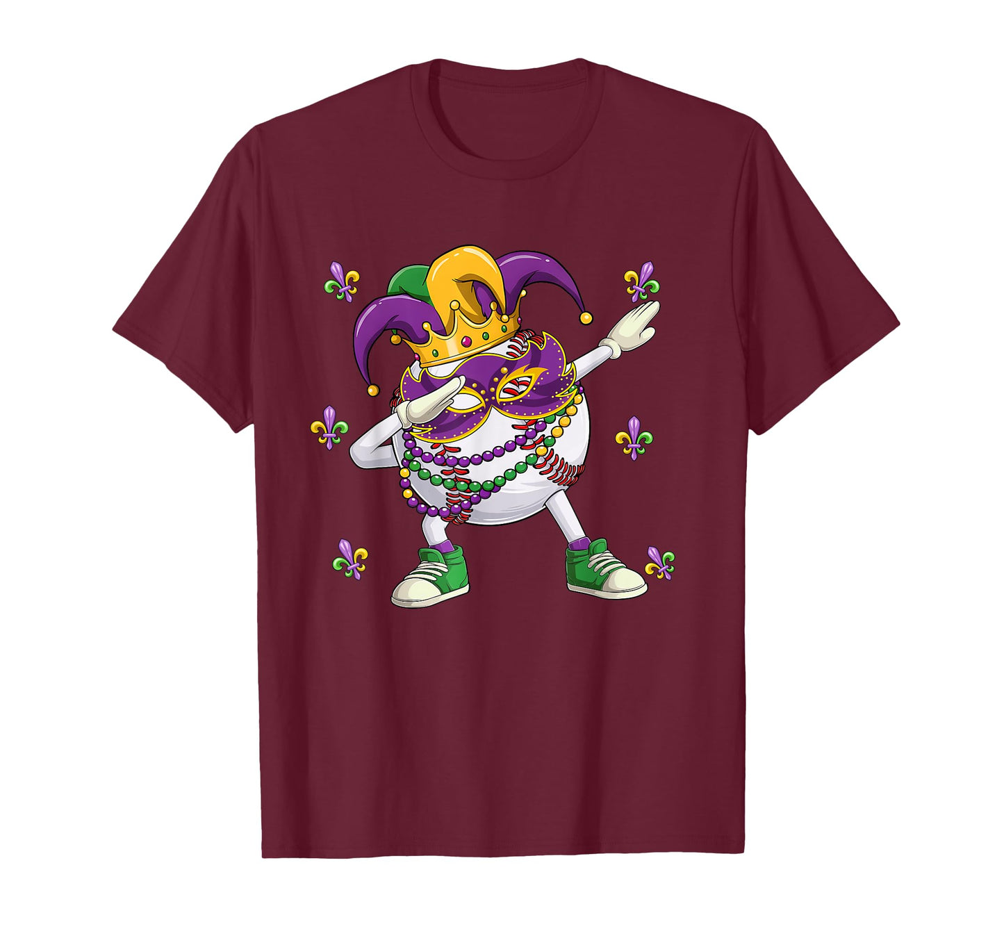 Baseball Mardi Gras Party Boys Girls Kids dabbing Baseball T-Shirt