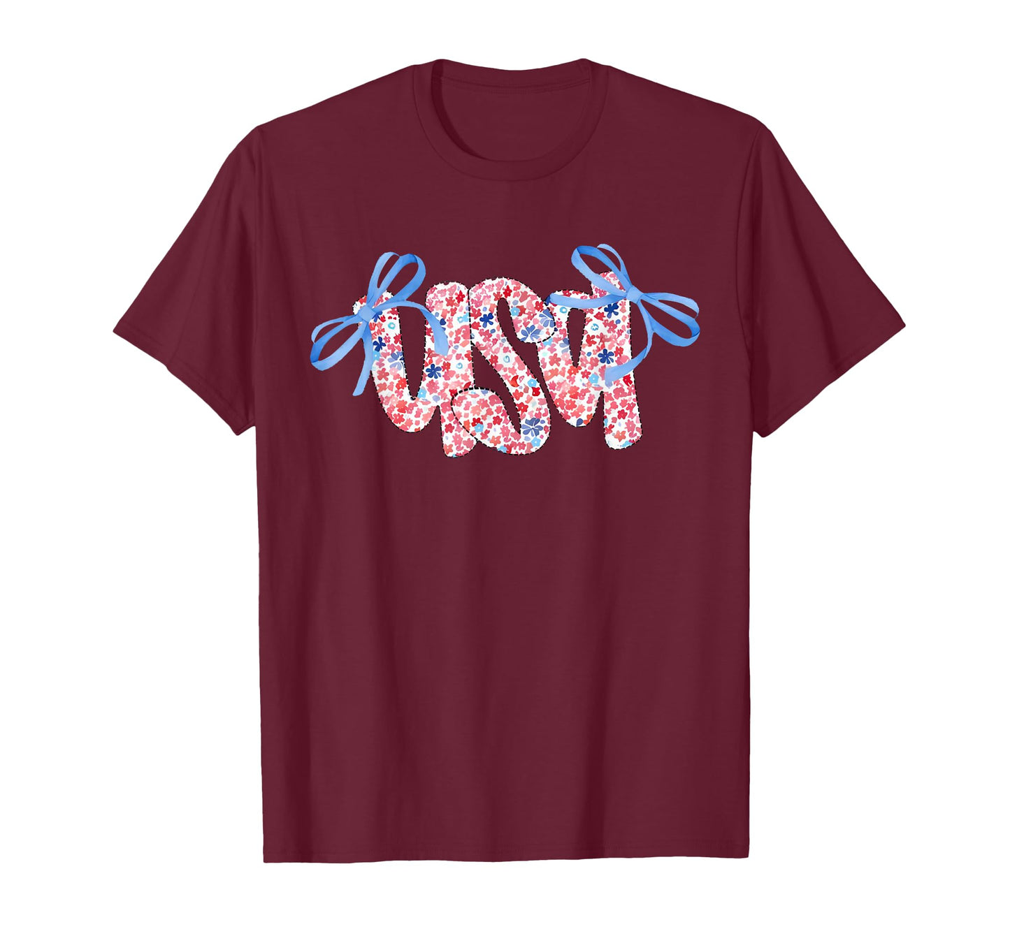 Floral USA Coquette Bow 4th of July America T-Shirt