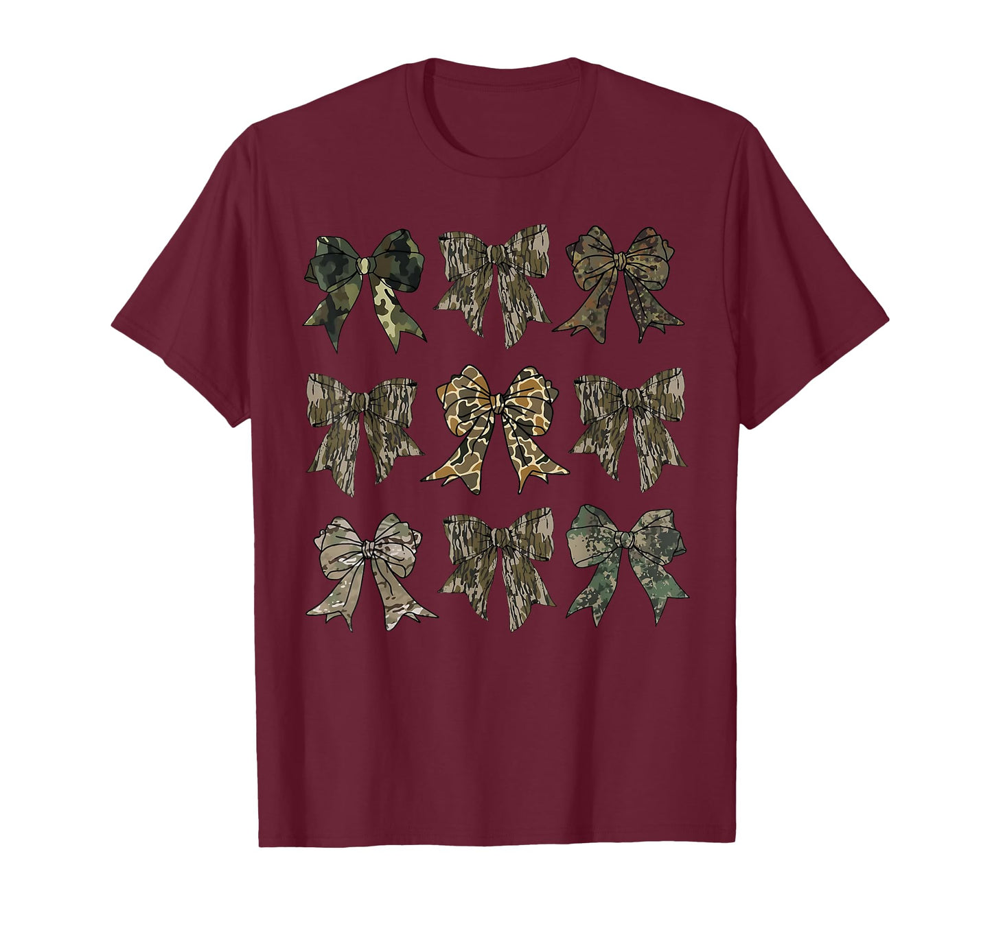 Camouflage Old Camo Bow Camo Coquette Bow Hunting Women Girl T-Shirt