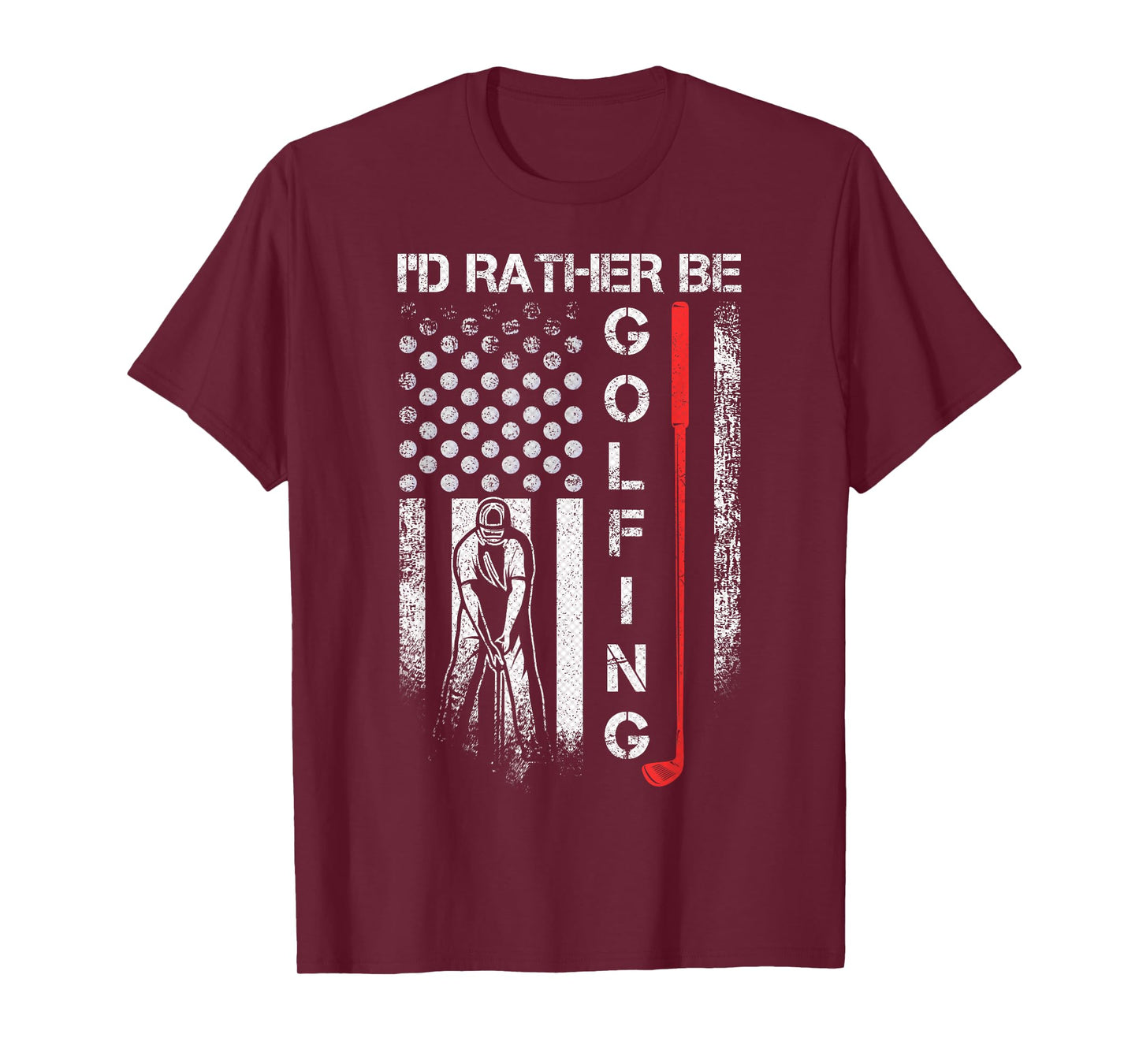Vintage USA Flag I'd Rather Be Golfing, Golf Player Lover T-Shirt