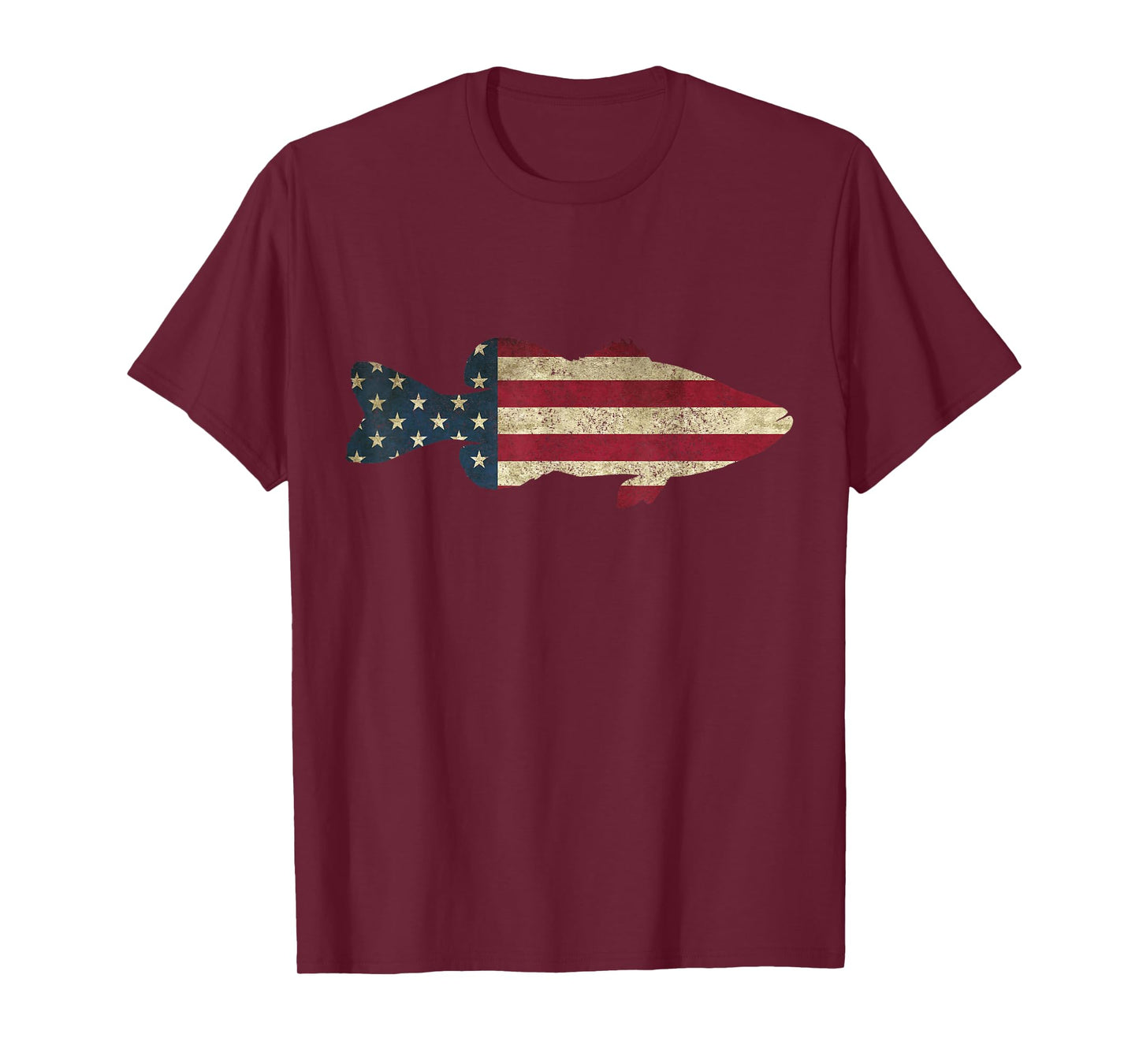 Bass Fishing American Flag Vintage Patriotic Angler T-Shirt