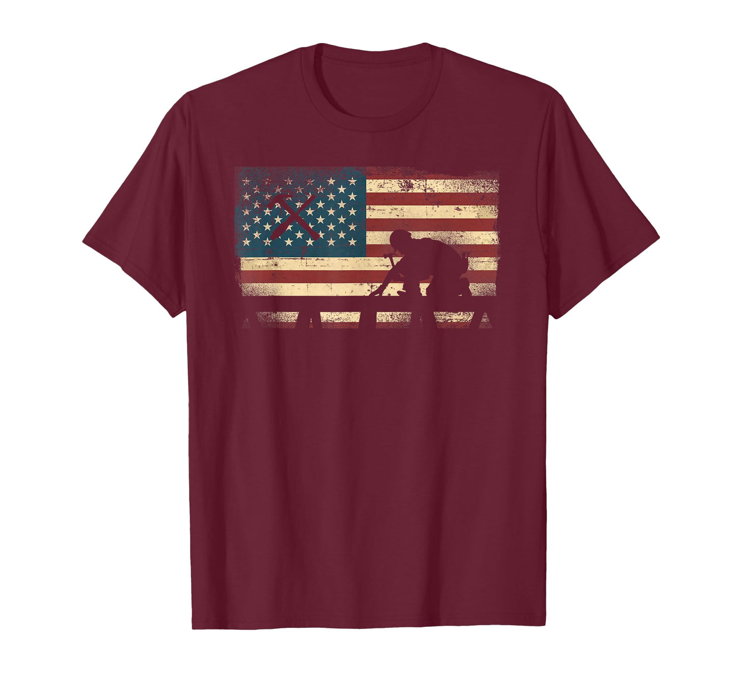Woodworker Carpenter Vintage Patriotic Usa American Flag T-Shirt