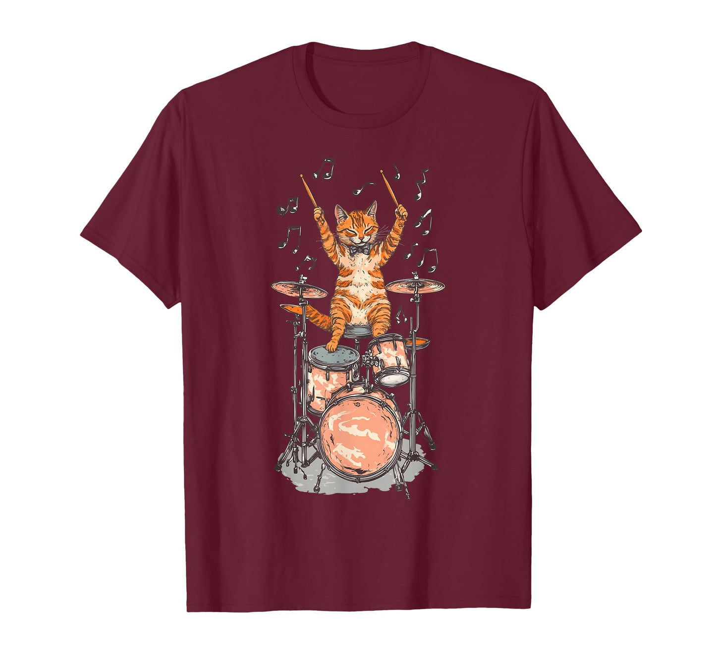 Cat Playing Drums Rock Music T-Shirt