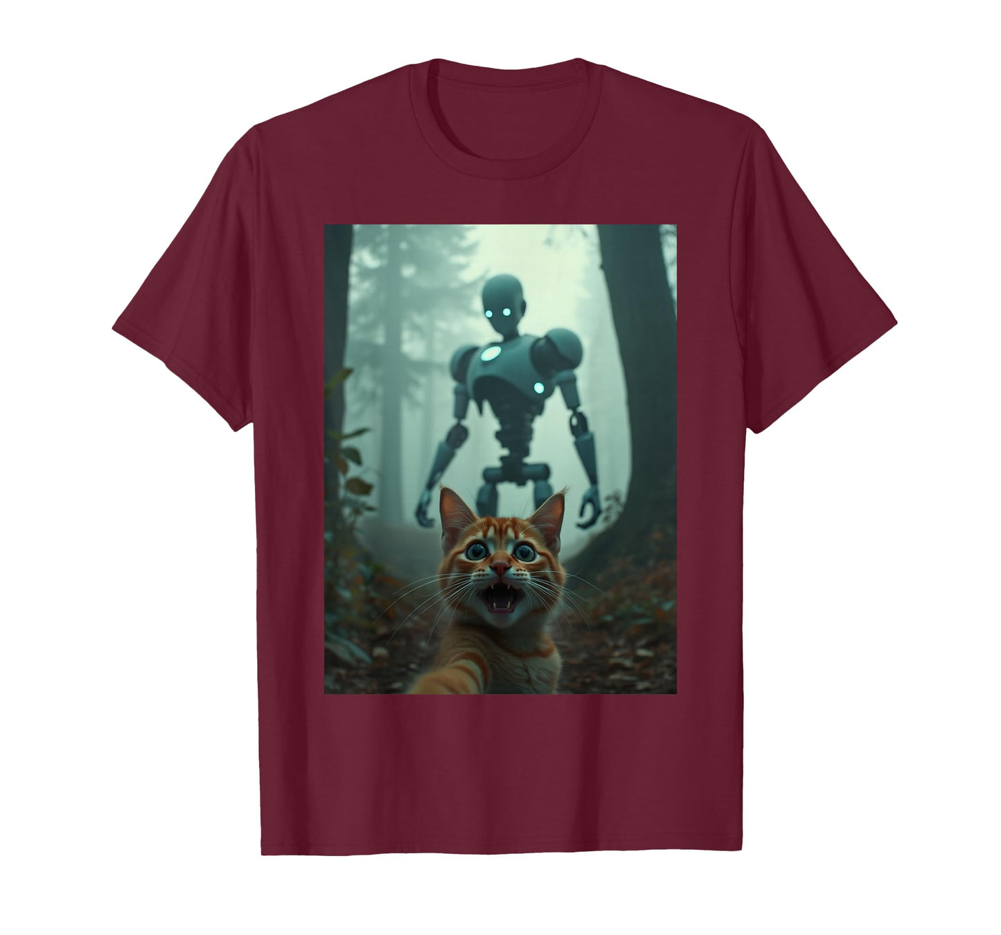 Cat Selfie With Robot Alien T-Shirt