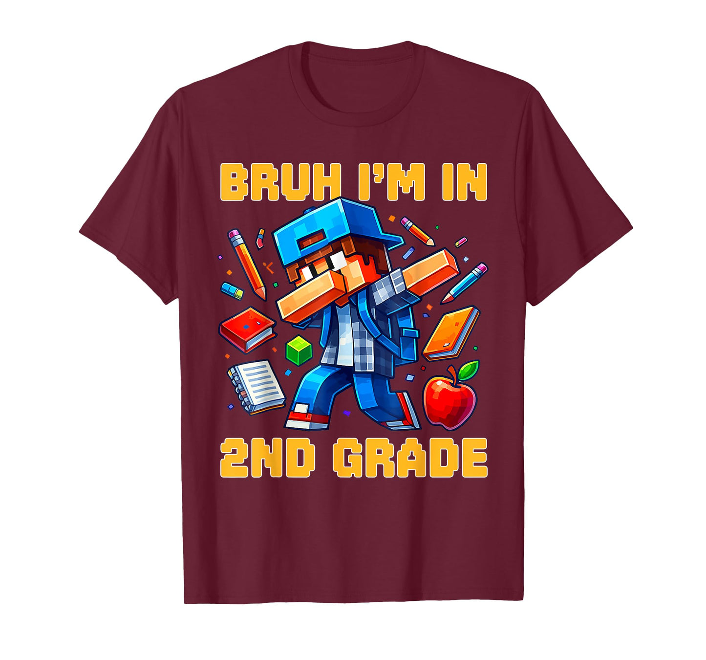 Bruh I'm in 2nd Grade Dabbing Boys Kids Gamer Back to School T-Shirt