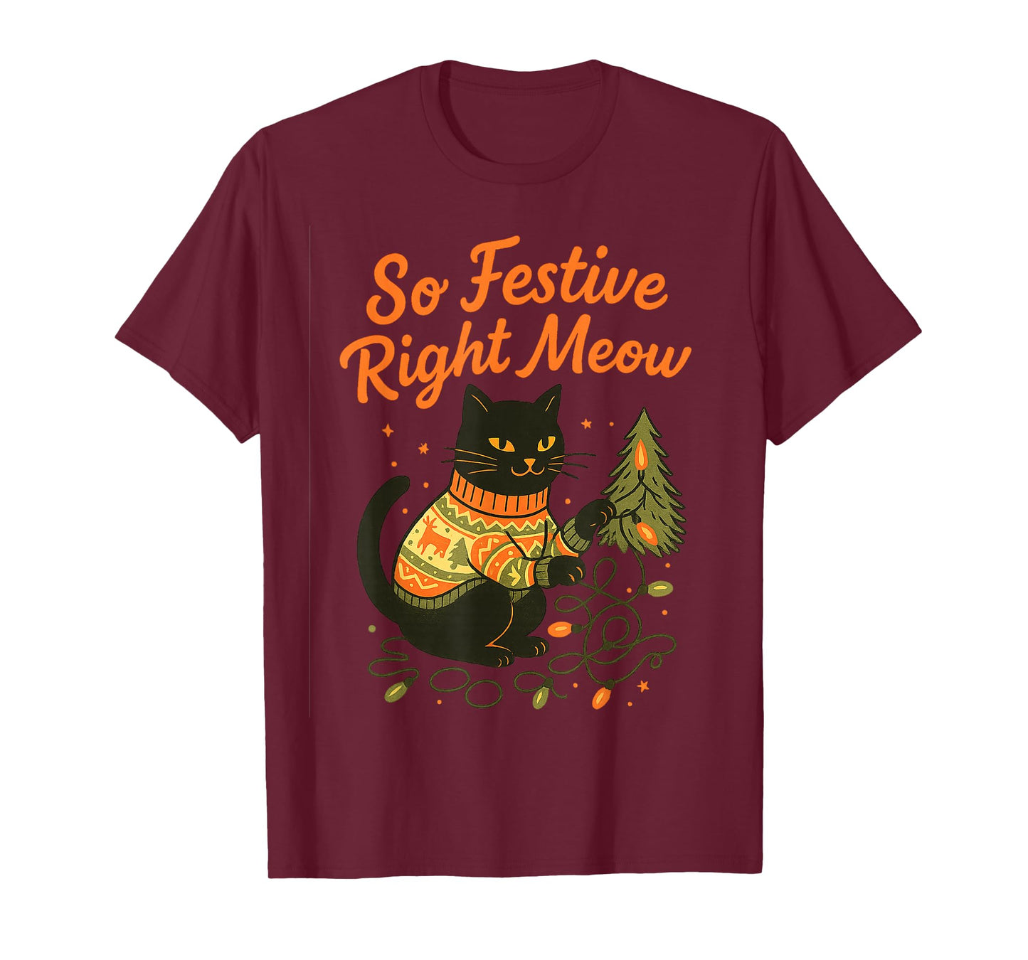 So Festive Right Meow Funny Cat Christmas Santa Holiday T-Shirt