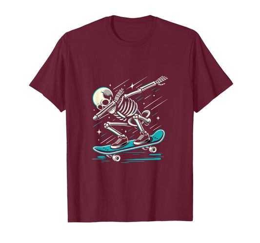 Dabbing Skeleton Skater skateboard lover T-Shirt