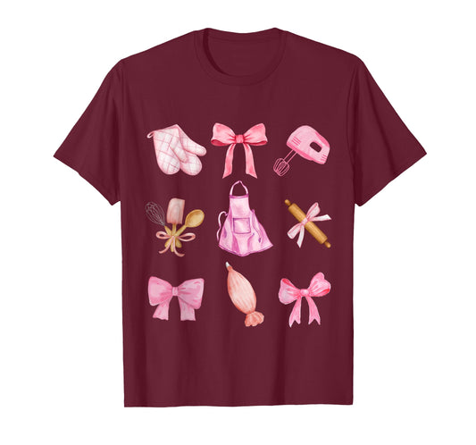 Cute Baking Pink Bow Y2k aesthetic Pink Coquette Girly Baker T-Shirt