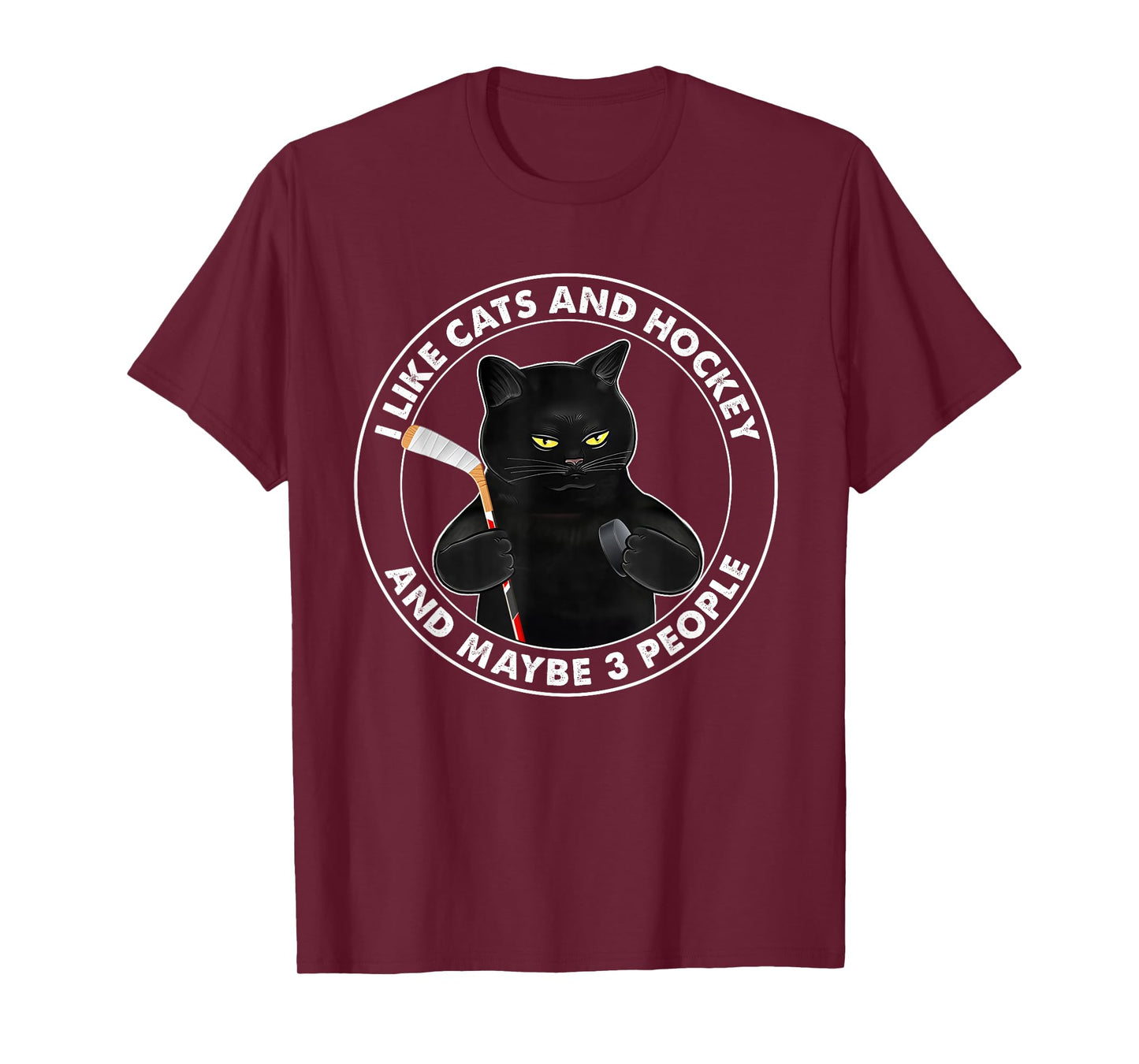 I Like Cats and Hockey and Maybe 3 People Funny Black Cats T-Shirt