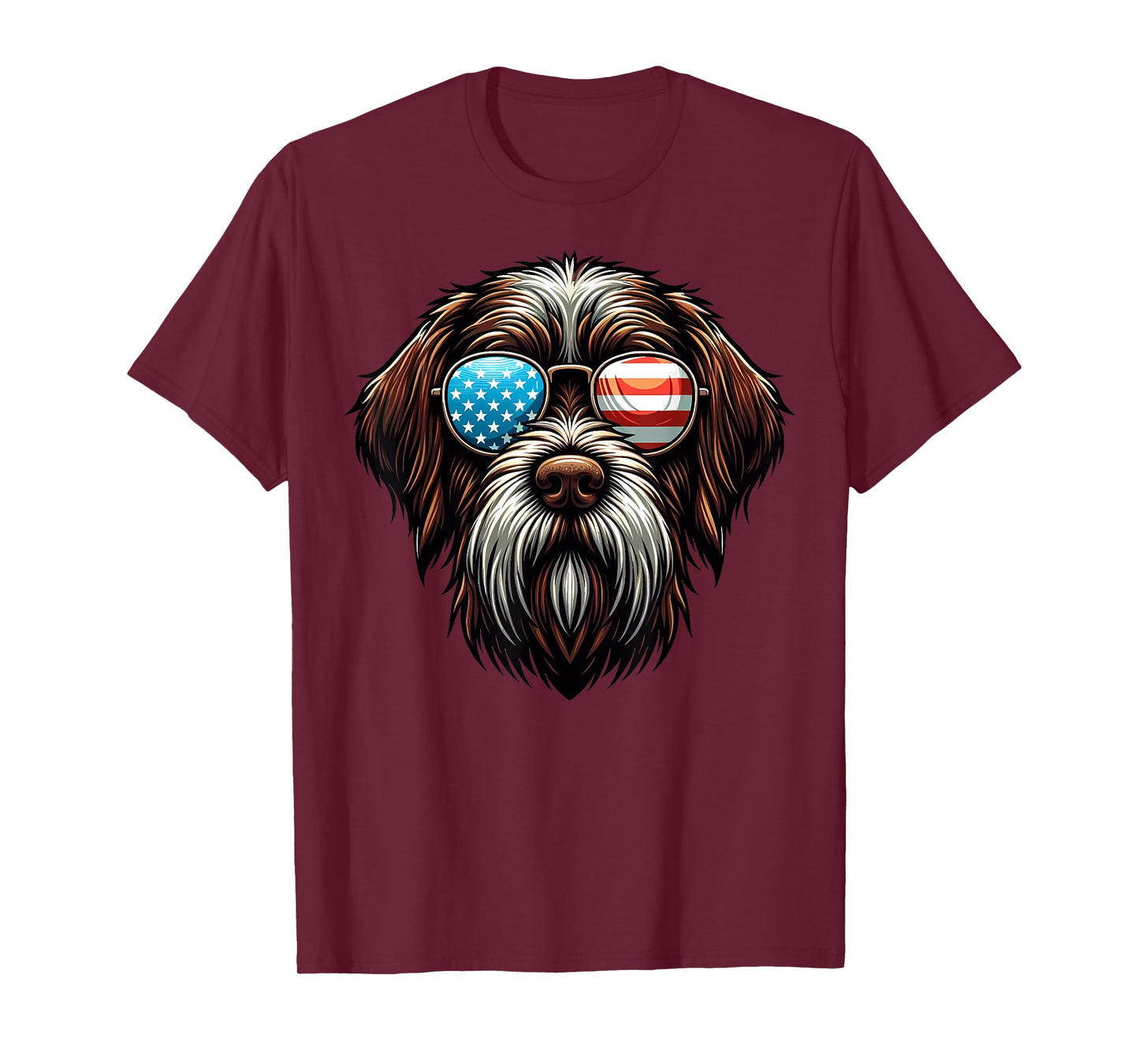 Wirehaired Pointing Griffon Patriotic American Flag USA Dog T-Shirt