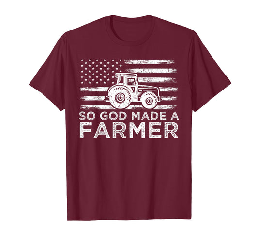 American Flag So God Made A Farmer 4th Of July T-Shirt