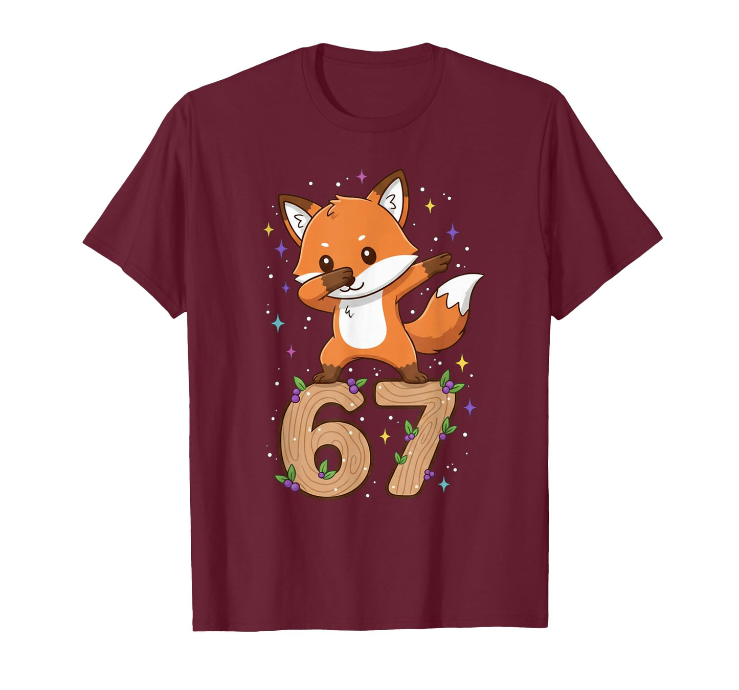Dabbing Fox 67 Funny Six Seven Gen Z Slang Meme Cute T-Shirt