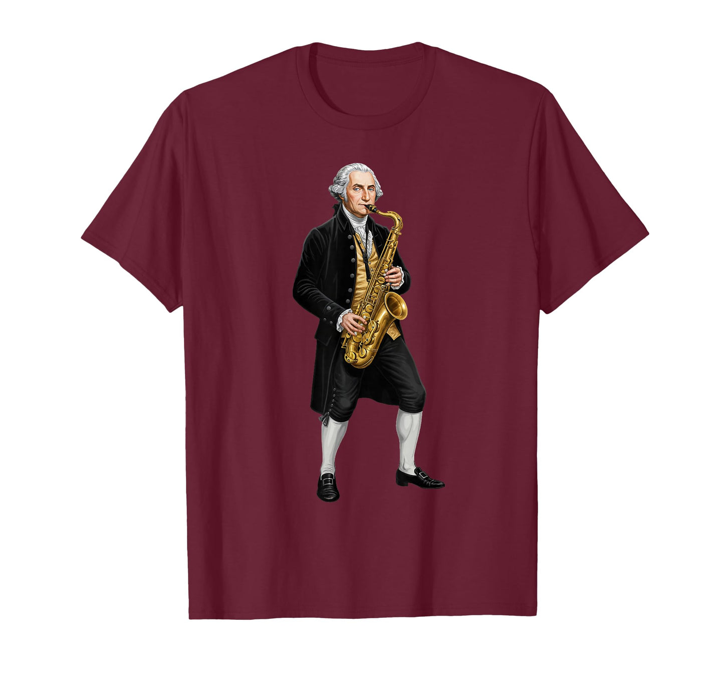 George Washington Playing Saxophone Funny Music History Tee T-Shirt