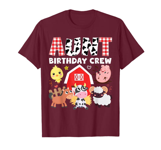 Cow Aunt Birthday Crew Farm Theme Animals Birthday Party Kid T-Shirt