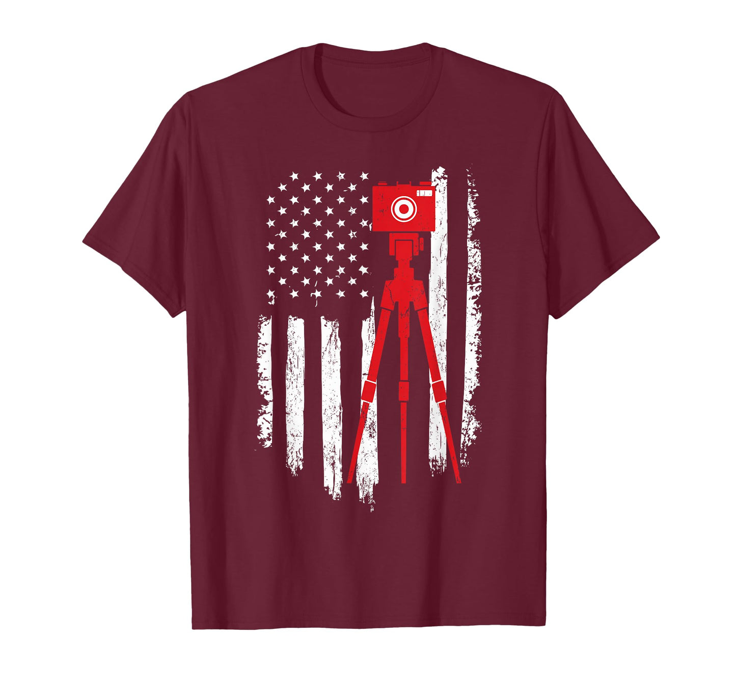 Photographer Gift - Distressed American Flag Photographer T-Shirt