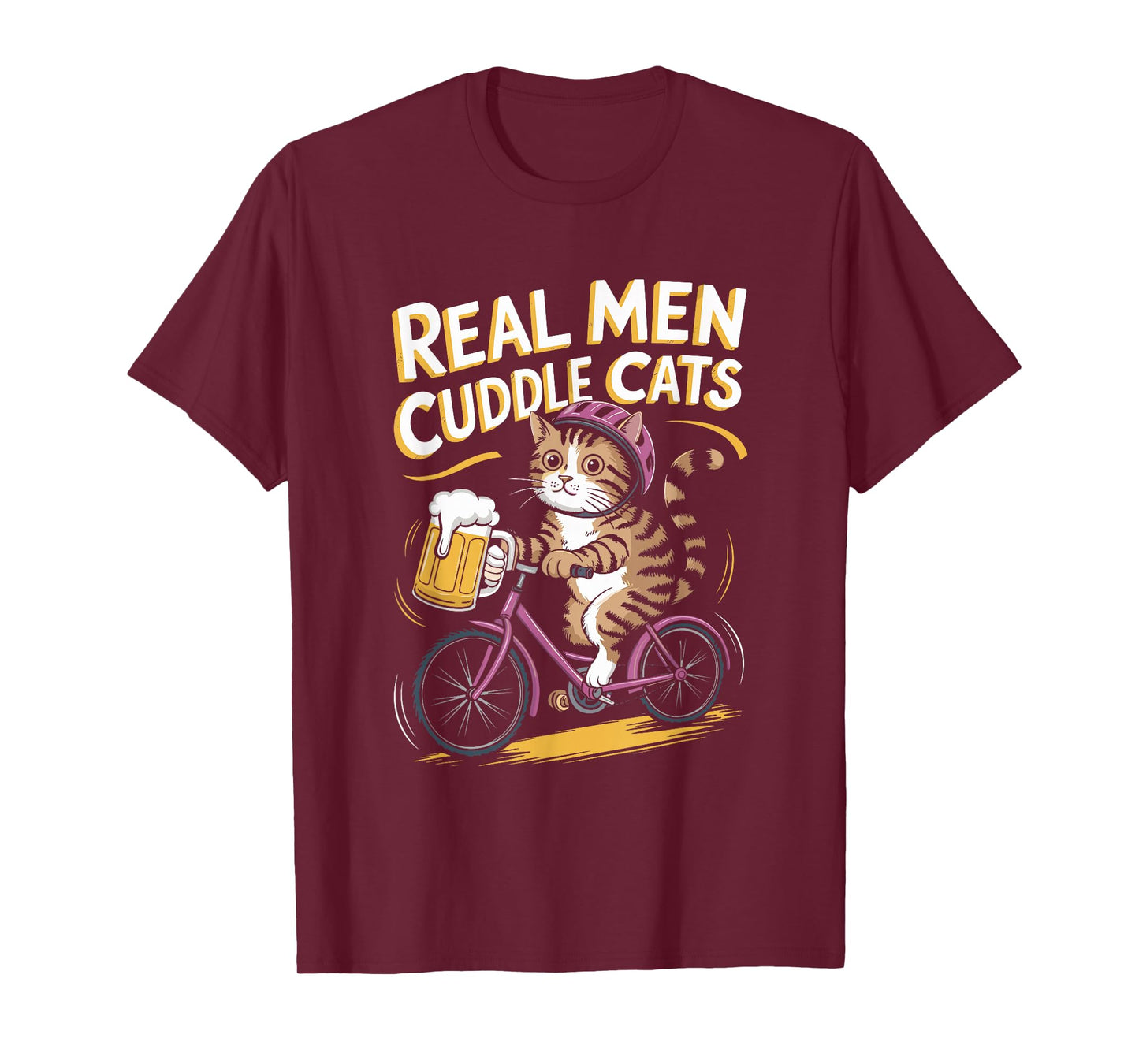Real Men Cuddle Cats Funny Cat Lover Design T-Shirt