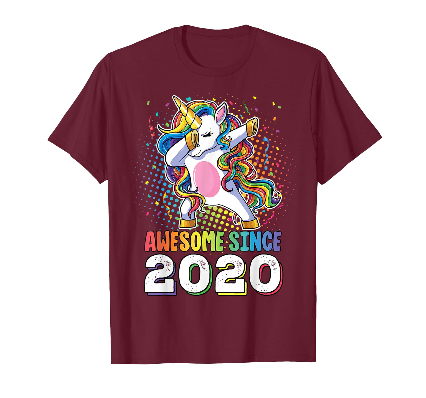 Awesome Since 2020 Girls Boys Dabbing Unicorn Birthday T-Shirt