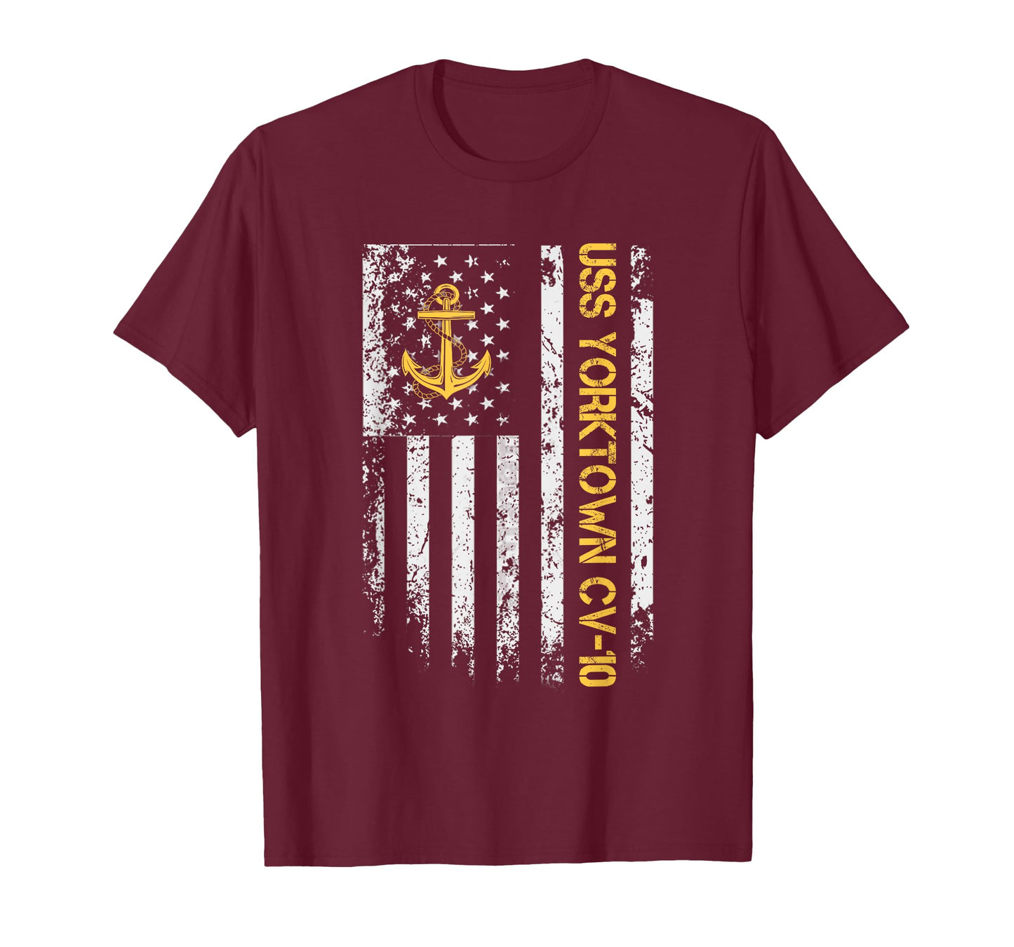 USS Yorktown CV-10 Aircraft Carrier USA Flag Veterans Day Women Men T-Shirt