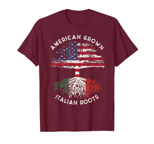 American Grown Italian Roots Family Tree Italy Flag Italian T-Shirt