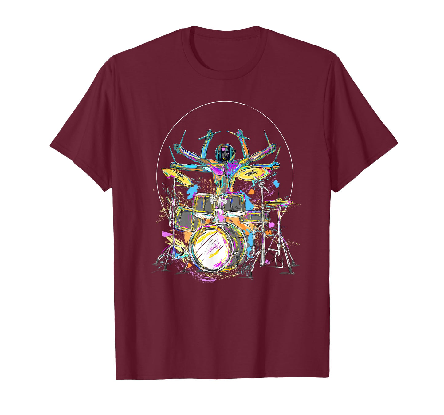 Official Drummer Kit Merch Black Da Vinci Drummer Music T-Shirt, Men's Small