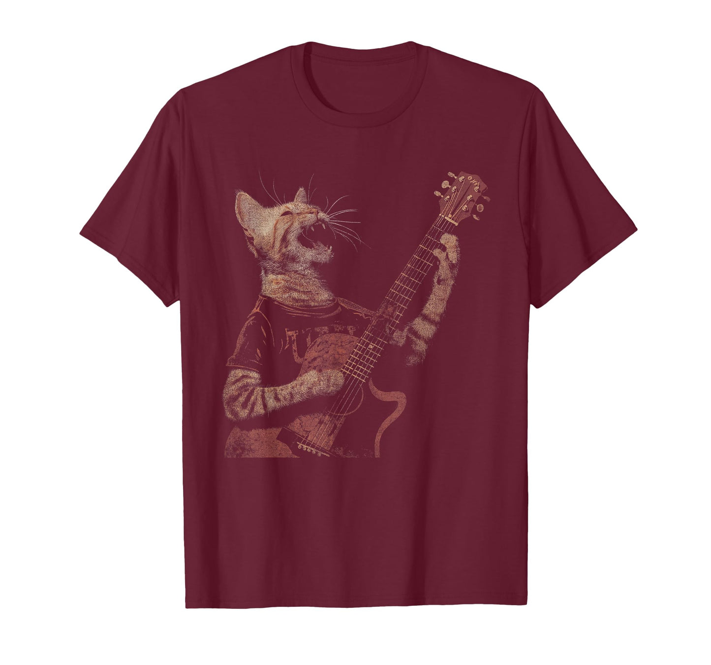 Funny Cat Guitar - Rock and Roll Music Band Concert Vintage T-Shirt