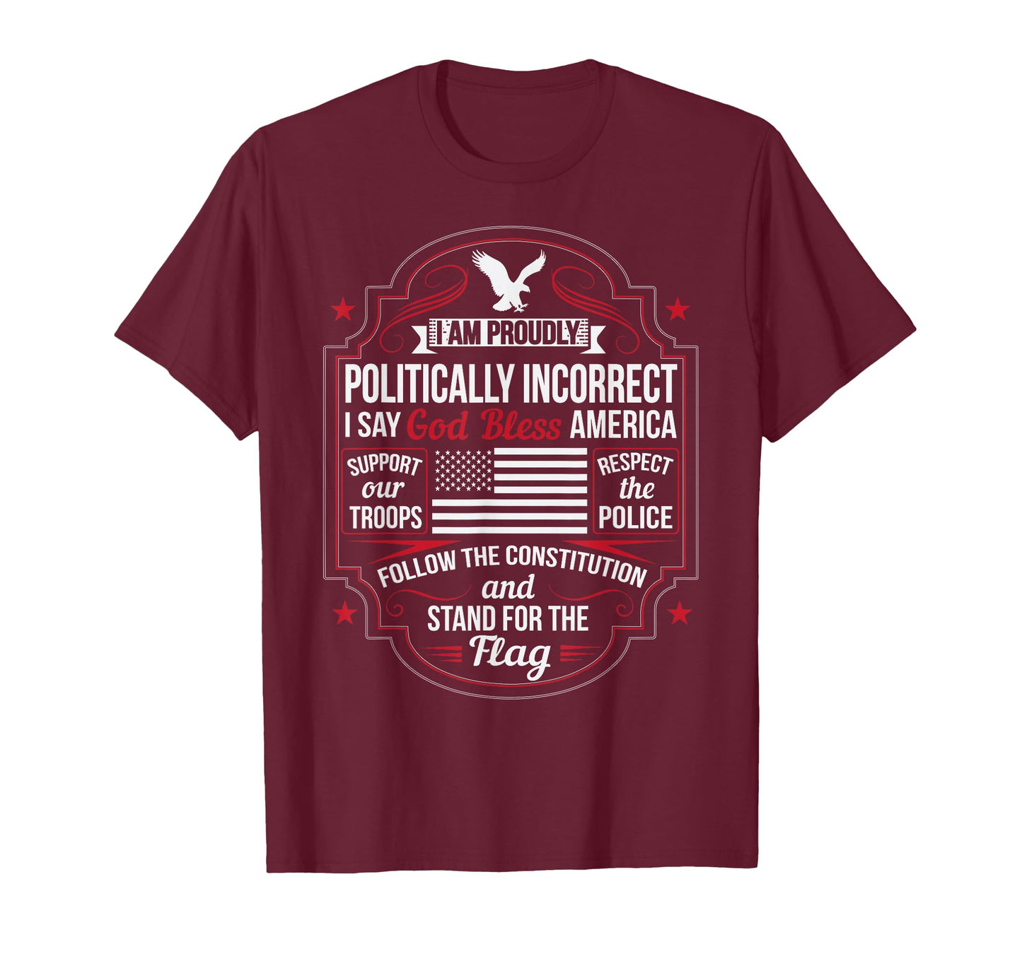 Politically Incorrect God Bless America Conservative T-Shirt Small