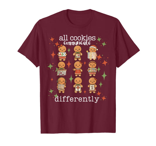 All Cookies Communicate Differently Xmas Autism Awareness T-Shirt